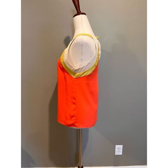 C. Luce top women’s size Small orange white yellow color block cut out cute tank - Picture 2 of 6
